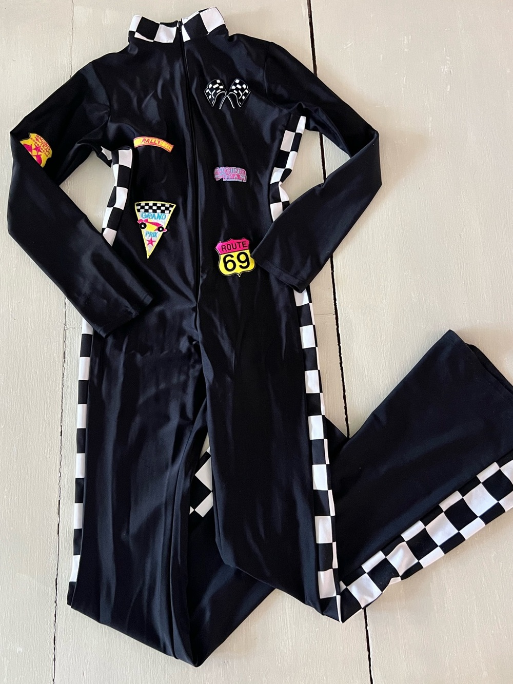 Racing Driver Costume Jumpsuit – Black & White Checkered – Route 69 🏁 and